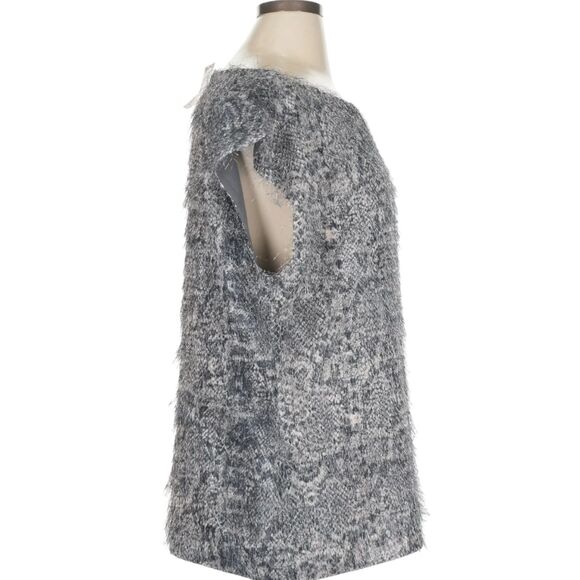 NEW Banana Republic X-Large Eyelash Tunic Blouse Fuzzy Gray Black Animal Print - Picture 4 of 13